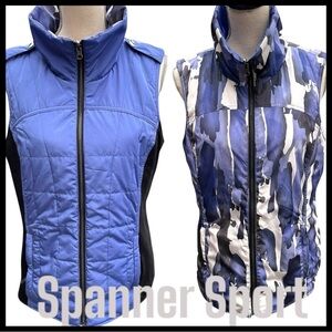 Spanner Sport Blue/Black/White Reversible Lightweight Puffer Vest (M)